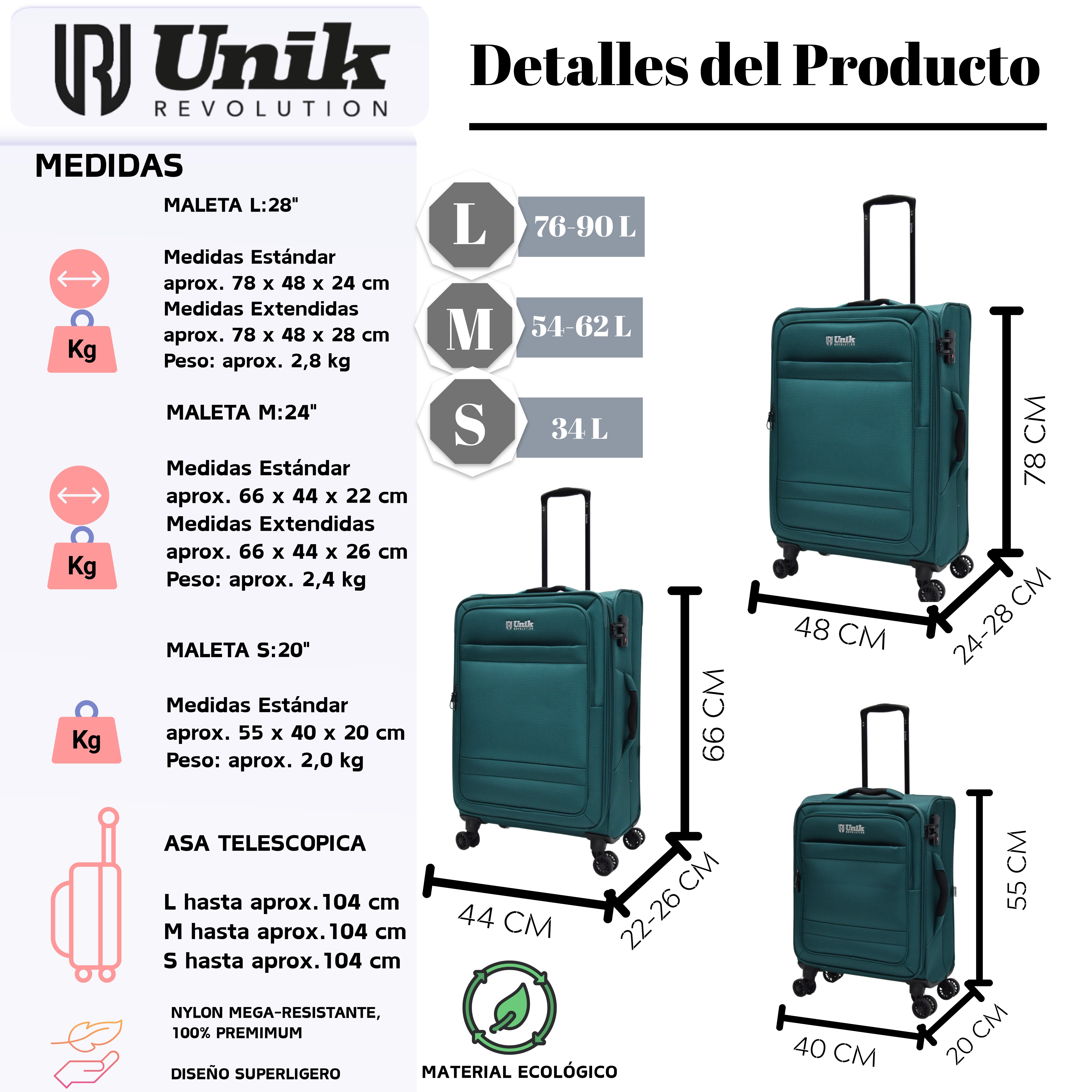 maleta de cabina ligera y resistente con ruedas dobles y cerradura TSA integrada