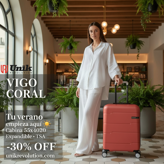 Maleta Vigo Coral de cabina - Lifestyle editorial - Unikrevolution