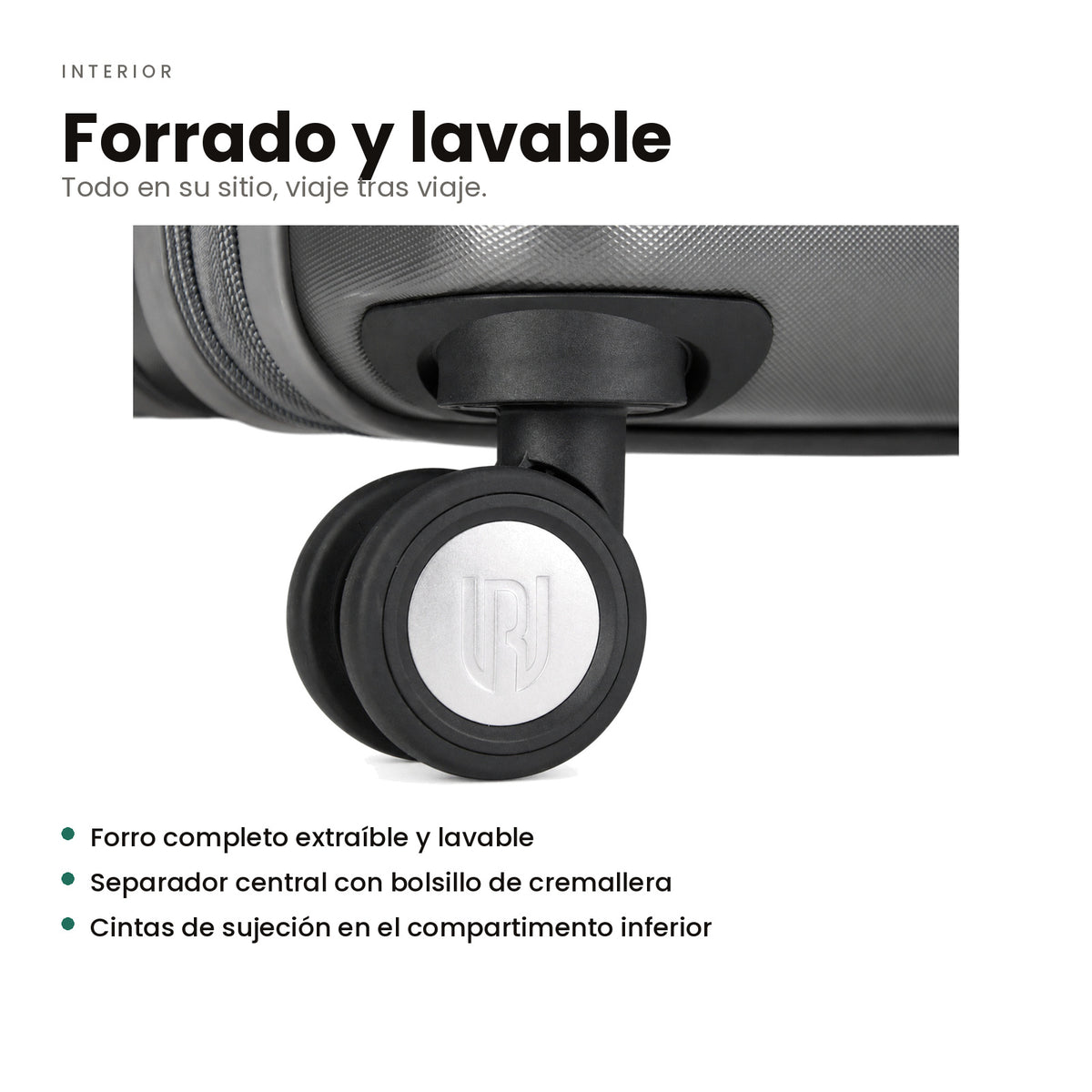 Maleta underseat con cuatro ruedas dobles giratorias 360 grados