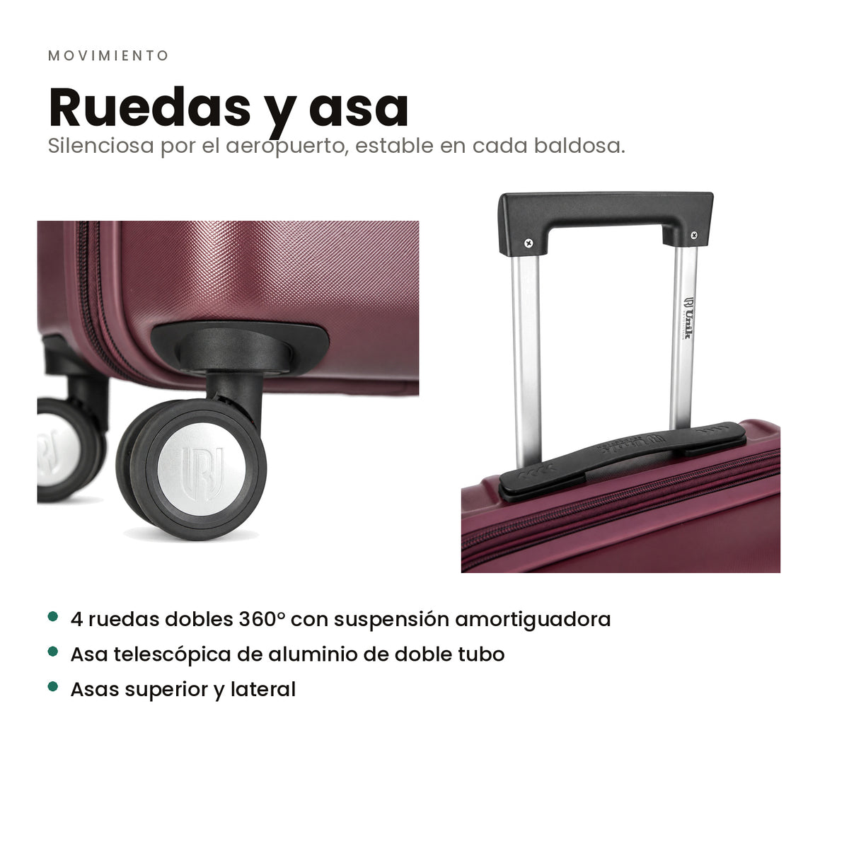 Maleta underseat 45x36x20 cm de Unik Revolution, equipaje de mano ligero