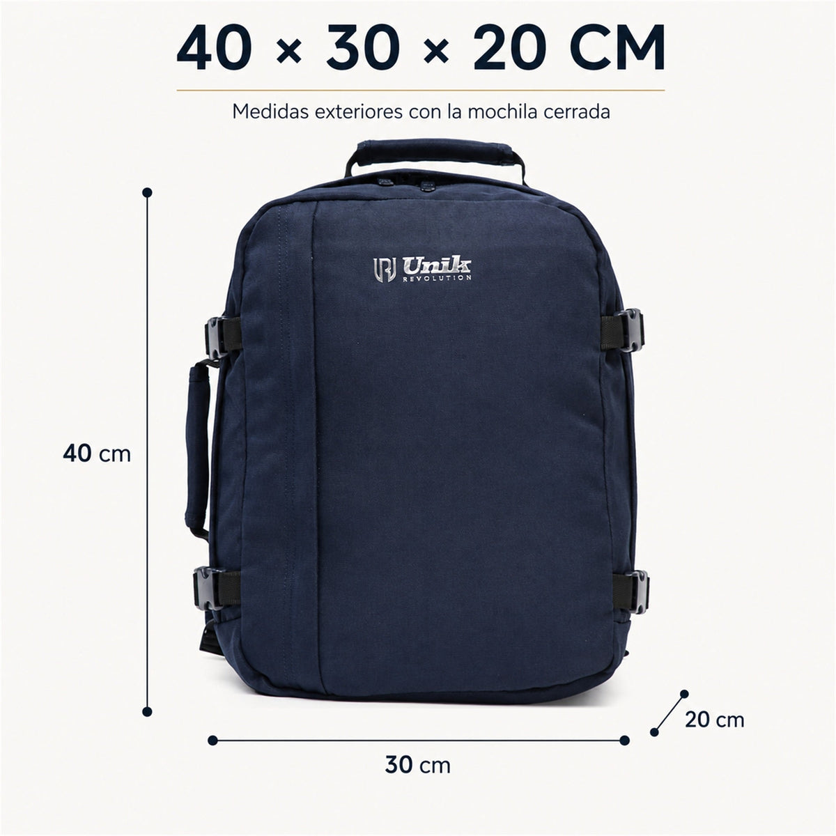 Mochila de cabina Aero Fit 40x30x20 en Azul Sombra, apertura clamshell