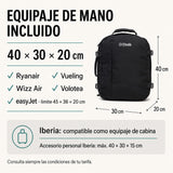 Mochila de cabina Aero Fit 40x30x20 en Negro, medidas y aerolíneas