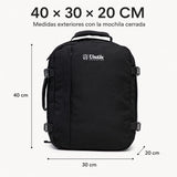 Mochila de cabina Aero Fit 40x30x20 en Negro, apertura clamshell