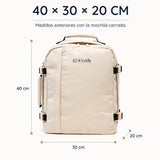 Mochila de cabina Aero Fit 40x30x20 en Beige Natural, apertura clamshell