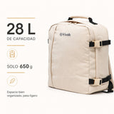 Mochila de cabina Aero Fit 40x30x20 en Beige Natural, compartimento para portátil