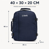 Mochila de cabina Aero Fit 40x30x20 en Azul Sombra, apertura clamshell