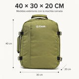 Mochila de cabina Aero Fit 40x30x20 en Verde Oliva, apertura clamshell