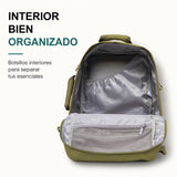 Mochila de cabina Aero Fit 40x30x20 en Verde Oliva, bolsillo lateral para botella