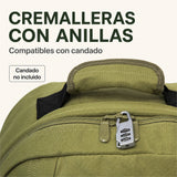 Mochila de cabina Aero Fit 40x30x20 en Verde Oliva, bajo el asiento del avión