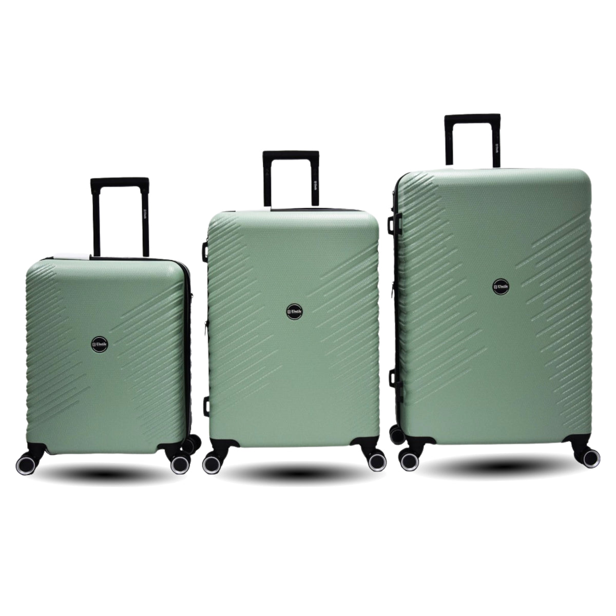 Set de 3 maletas Gaza en Verde: cabina, mediana y grande en ABS reciclado