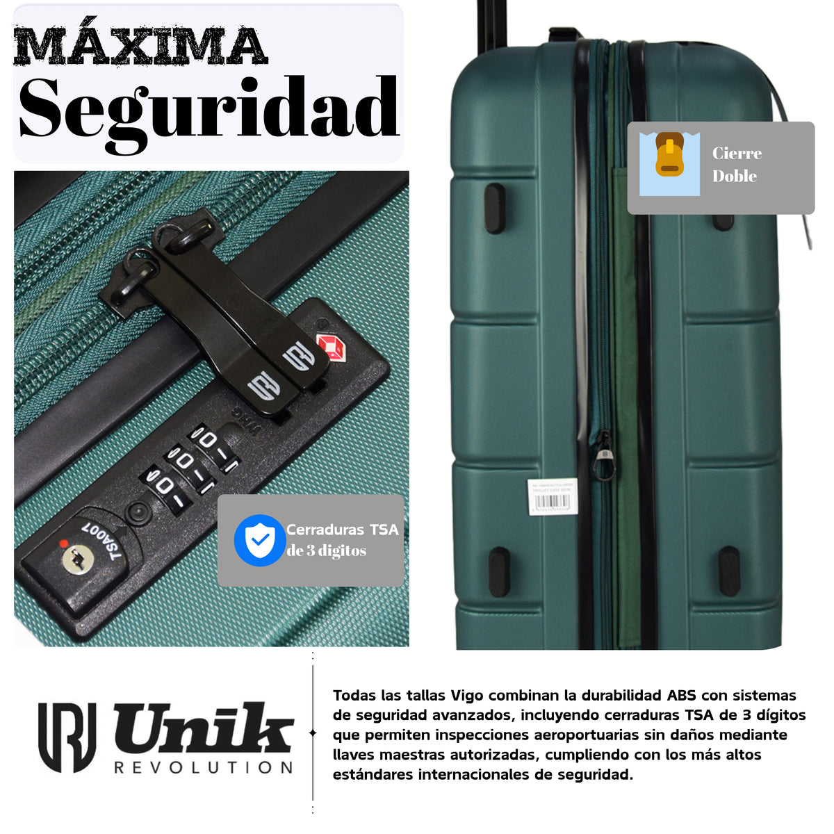 Interior de la maleta de cabina Vigo con divisor y correas elásticas
