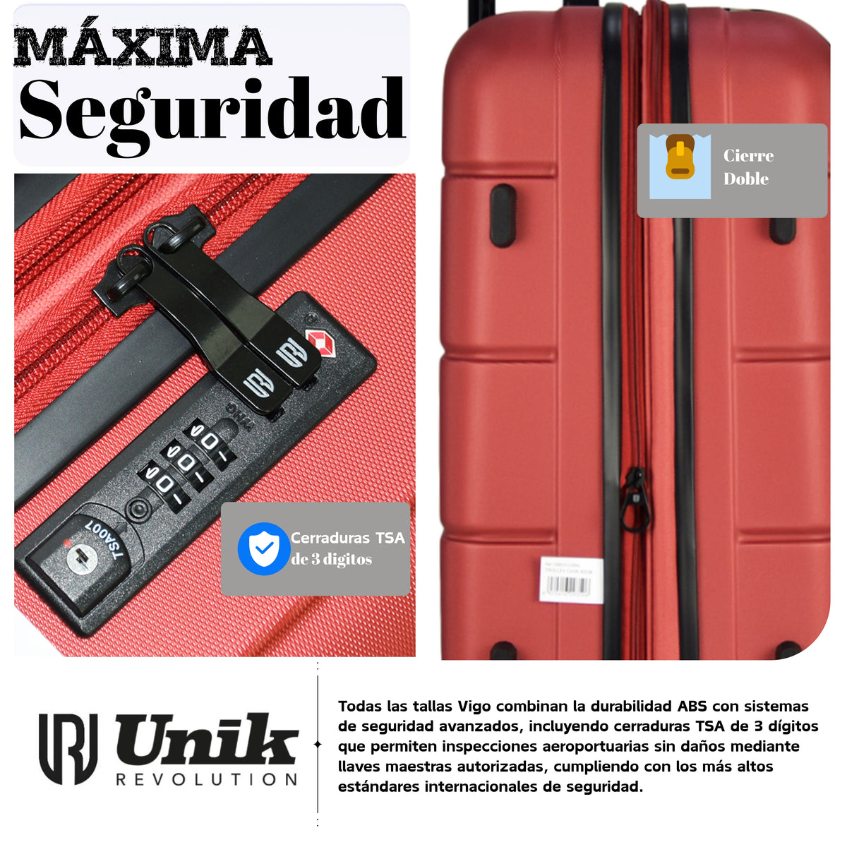 Cerradura TSA integrada de la maleta mediana Vigo 67 cm