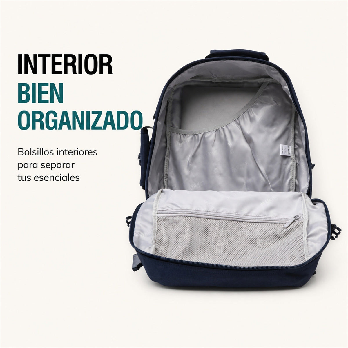 Mochila de cabina Aero Fit 40x30x20 en Azul Sombra, bolsillo lateral para botella