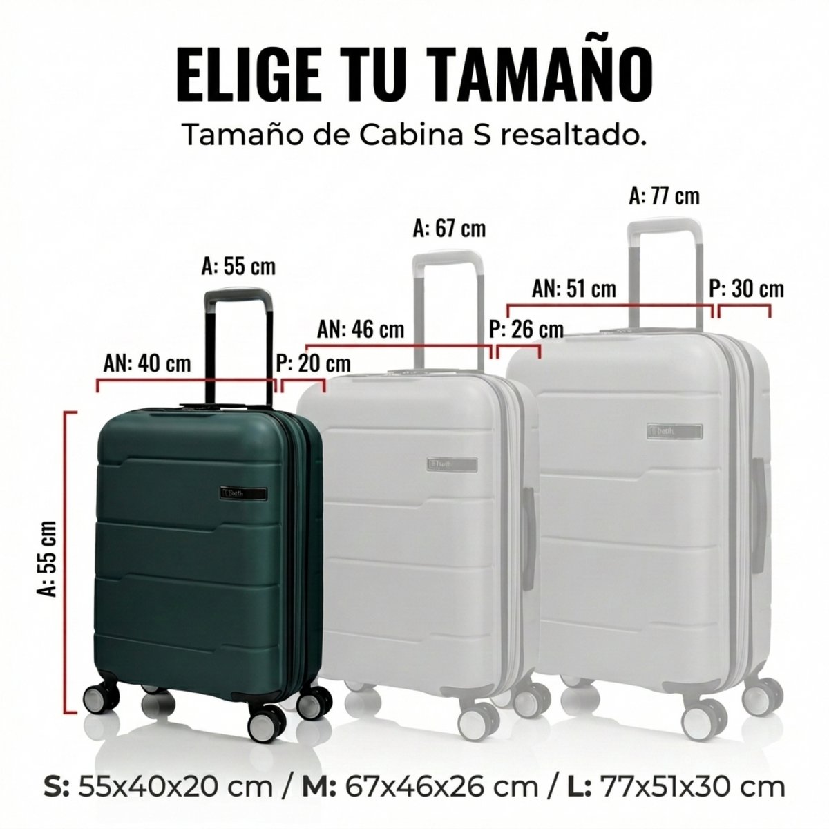 Cerradura TSA integrada de la maleta de cabina Vigo 55x40x20